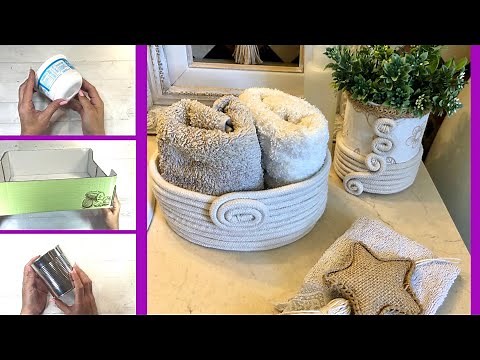 RECICLANDO , Latas, Plástico, Cuerda, Cartón / Decoro mi baño de Lujo / CREANDO MANUALIDADES