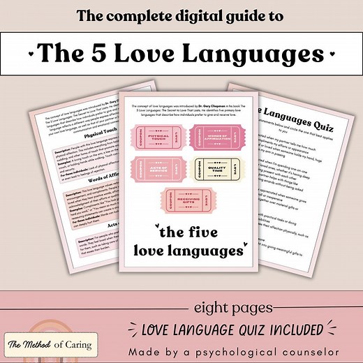 Love Languages Printable Guide | 5 Love Languages Quiz   Relationship Workbook | Couples Therapy PDF - Etsy