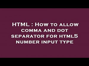 HTML : How to allow comma and dot separator for html5 number input type