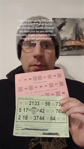 Seb Fer on Instagram: "Loto solidaire 2550 euro a gagné en bons d'achat . Flyer en fin de video. Au 37 rue du saulnois metz centre social culturel la corchade le 28 février 2026 . Tout le bénéfices de se loto seront destiné a financer des repas pour les sans abri de metz. Seby 57 sera présent et fera un tirage en tant que animateur amateur. #metz #lorraine #grandest #57 #france"