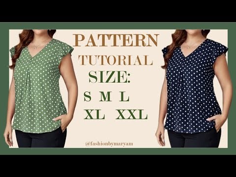BLOUSE PATTERN TUTORIAL/ SIZE:S/M/L/XL/XXL drat & diy #pattern #tutorial #blouse #dress #draft #diy