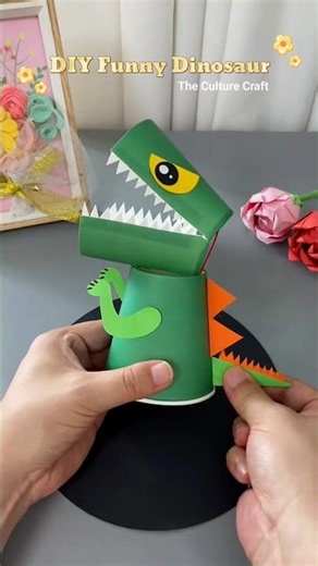 Paper Cup Se Banayen Mazedar Dinosaur Puppet 🦖 | DIY Paper Cup Dinosaur | #craft #diycrafts #shorts