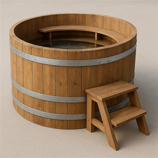 DIY Wooden Hot Tub Plan | Rustic Barrel Spa Blueprint | Outdoor Garden Relaxation Tub - Etsy