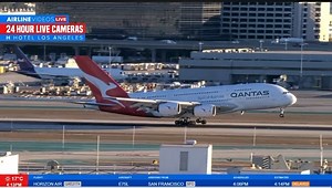 718K views · 3.8K reactions | Happening now at LAX: A delayed Qantas A380, running 4 hours late, makes its touchdown on Runway 25L, caught live on the Airline Videos Live 24/7 broadcast from the H Hotel. Don’t miss the non-stop airport action, streaming now on YouTube ➡️ https://www.youtube.com/live/uPtK5Z-e9no?si=45btzw6oDd9tWuoY | AIRLINE VIDEOS | Facebook