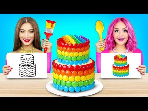 WHO DRAWS FOOD BETTER? Food Challenge and Painting Battle for 24 HRS by RATATA CHALLENGE