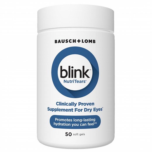 Blink NutriTears Vitamin and Supplement for Dry Eye Care and Vision Health with Lutein and Zeaxanthin Softgels, 50 Count
