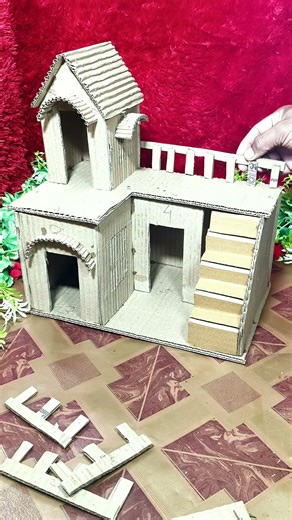 “Cardboard Mini Castle Display”“Handcrafted Castle Model”“Miniature Fort with Floral”#shorts #craft
