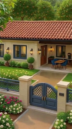The Small House With Red Brick Roof is Very Beautiful. #dreamhouse #home #dreamhome