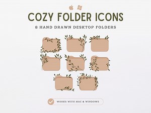 Cozy Hand Drawn Folder Icons, Boho Plants and Leaves, Desktop Folder Icons for Mac and Windows, Cute & Aesthetic Desktop Icons for Students - Etsy