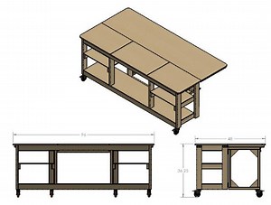 Flipup Workbench DIY Plans: Transforming Rolling Table (PDF Pattern) - Etsy