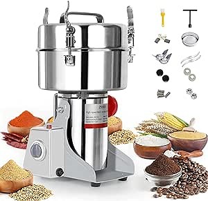 2500g Electric Grain Dry Grinder Commercial Swing Type Dry Mill Machine, Stainless Steel 4000W High Speed Pulverizer for Coffee Spice Grind…
