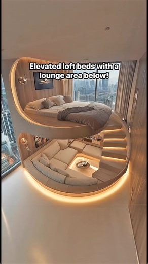 Incredible elevated loft beds that have a lounge area below! This might be my dream bed! 😱😱#interiordesign #cozy #aesthetic #homerenovation | Inspiring Designs