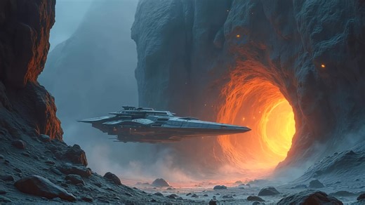 The Corvette skimmed past the glowing tunnel, scanning its molten edge, then came the pings. Sharp alerts out of place. It banked hard and turned back. Whatever lay beyond that burning breach wasn’t in the mission brief. But something inside had just rewritten the plan. #AIArt #AsteroidMission #CorvetteClass #CinematicSciFi #DeepSpaceExploration #GlowingTunnel #MysterySignal #SciFiAdventure #SpaceAnomaly #SpacecraftEncounter #SurrealImagery | Worldbuilderscifi