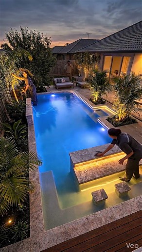 Backyard Transformation into a Tropical Resort 🏝️🔥 Infinity Pool + Swim-Up Bar Build #home #backyard