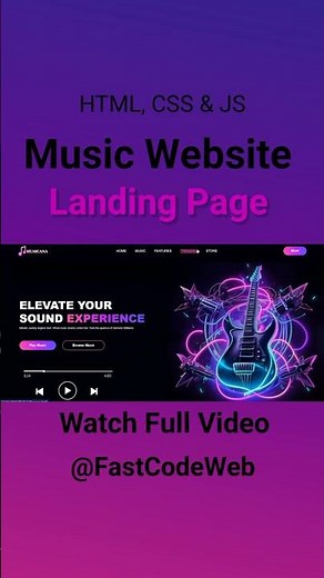 Music Website Using HTML & CSS | Step by Step Tutorial | Fast Code