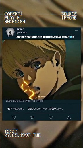 armin transforme into colossal titan 🥶☠️