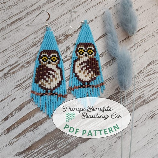Whimsical Woodland Owl Beading Pattern PDF – Brick Stitch Bird Fringe Earring Pattern - Etsy