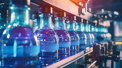 Conveyor belt , Beverage factory of fruit juice product for processing and bottling