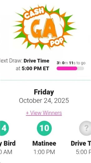 cash pop ga lotto results