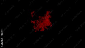 Blood dropping underwater overlay isolated on alpha background in 4K