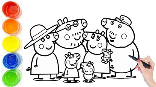 Peppa Pig Family Drawing Step by Step - How To Draw Peppe Pig Family Easy