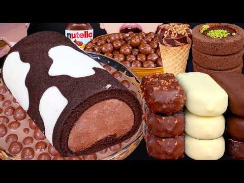 ASMR CHOCOLATE ROLL CAKE DUBAI CHOCOLATE ICE CREAM DESSERT MUKBANG두바이초콜릿 먹방ドバイチョコレート咀嚼音EATING SOUNDS