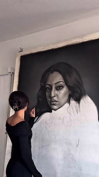 See a self portrait drawing transform before your eyes