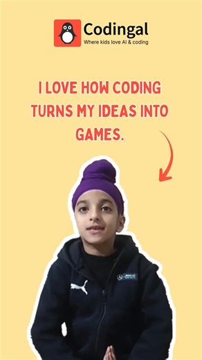 Codingal on Instagram: "From “Can I really do this?” to “Look what I built!”—that’s Hiredjot Singh Gill’s coding journey so far. Supported by Elakkiya Balu, each class adds a new superpower: logic, creativity, and confidence. Send a big 👏 for Hiredjot Singh Gill and tag a parent whose child should start coding too. #Codingal #KidsWhoCode #ConfidenceThroughCoding #StudentProject #YoungInnovator #STEMLearning #FutureReady"