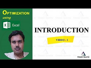 1.Introduction | Optimization using Excel