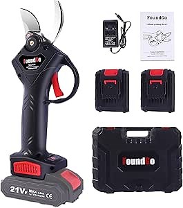 FoundGo Electric tree pruning shears cordless,power pruner,trimming scissors,nibbler,professional shrub cutter tool,for hedge trimmer,garden,with 2 PCS Rechargeable Battery(21V, 2Ah) 110V