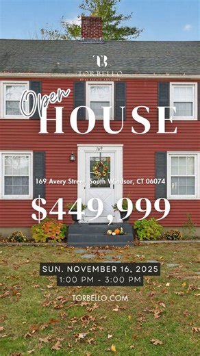 OPEN HOUSE 🏡✨ 📍 169 Avery Street, South Windsor, CT 06074 🛏 3 Bedrooms 🛁 2 Bathrooms 📐 1,428 SqFt 🗓 Sunday, November 16, 2025 ⏰ 1:00 PM – 3:00 PM Discover this charming and well-maintained colonial in the heart of South Windsor! Featuring bright living spaces, a spacious kitchen perfect for everyday cooking or hosting, and an expansive backyard surrounded by mature trees—this home combines comfort, classic charm, and unbeatable convenience. Close to top-rated schools, parks, shops, and maj