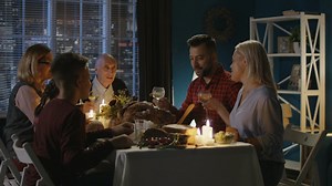 Family having thanksgiving dinner at home - Free Stock Video