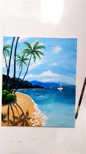 beach acrylic painting🏖️🤗#art #shorts #artist #painting #beach #viral