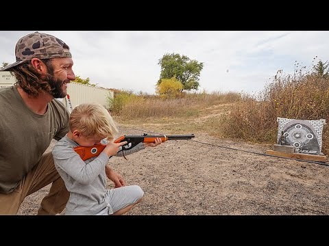 Shooting His First Red Ryder BB Gun!! He’s a Better Shot than Me