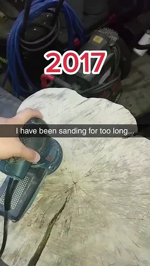 #2017 #memory #throwback #wood #sander #endgrain #grain #maple #bosch #diy #woodworking #project #time #lazy #funny #humorous #fun #fyp #cool #vibe