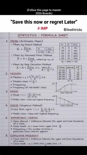 statistics formula sheet everyone should know this 📝📚#basicmaths #mathformula #studynotes #formula
