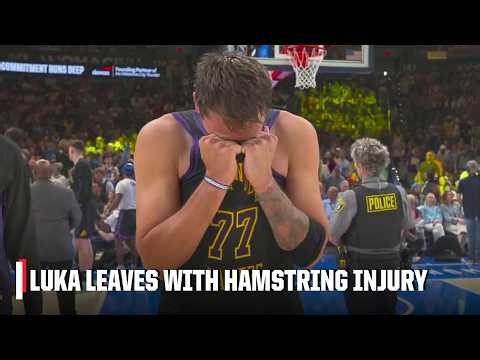 Luka Doncic leaves game with left hamstring injury | NBA on ESPN