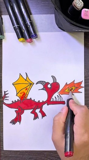 How to draw a red dragon #drawing #dragon #stepbystep