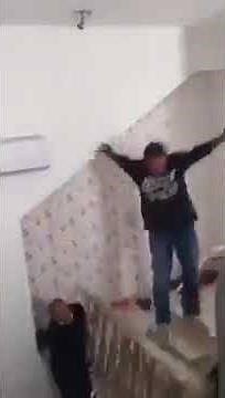 Guy Falls off Ladder after Dropping Chandelier