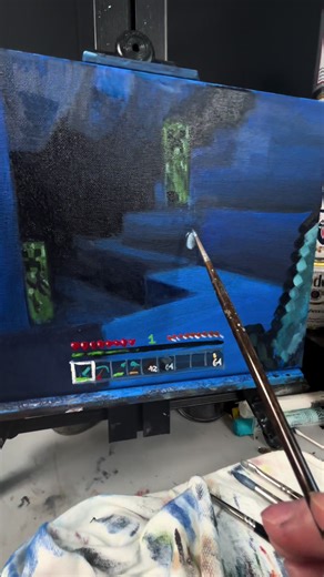 I made an oil painting of an ice cave in Minecraft #minecraft #mojang #nostalgia #oilpainting #foryou