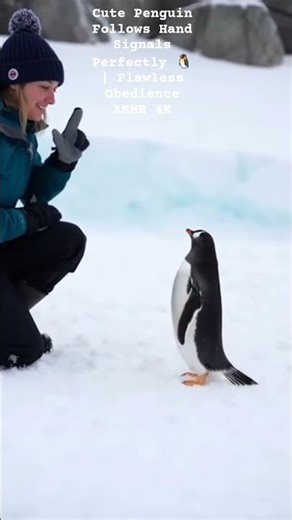 Cute Penguin Follows Hand Signals Perfectly 🐧 | Flawless Obedience ASMR 4K#penguin #penguinlife