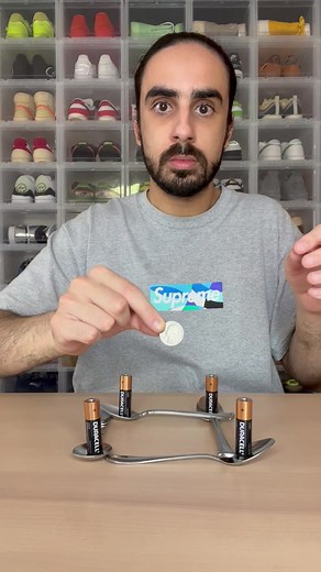 Creative Battery and Spoon Coin Trick Experiment