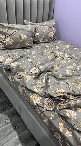 Elegant Gray Floral Bedding Set - Soft Cotton Linens - Etsy