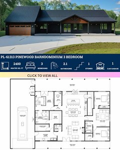 Built for every storm, designed for every style See plan here -> https://www.barndominiumlife.com/barndominium-plans/pl-61313/ | Barndominium Plans