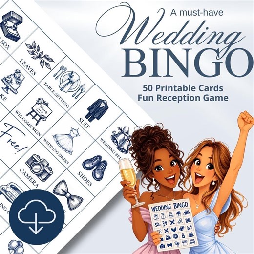 Wedding Bingo Game, Bridal Shower Bingo, 50 Unique Cards, Wedding Must Haves, Printable Wedding Table Games, Wedding Reception Activities - Etsy
