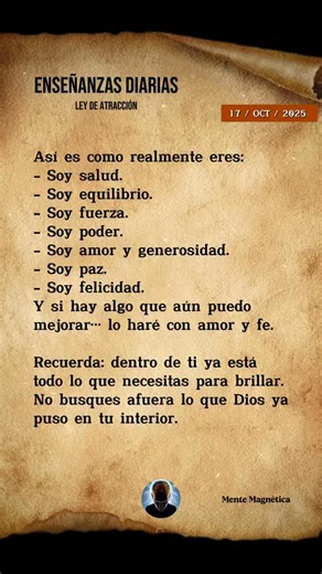 14K reactions · 2.1K shares | ✨ Tu Poder Interior Ya Está Dentro de Ti. No busques fuera tu valor. Dentro de ti ya existe la salud, el equilibrio, la fuerza y la paz que necesitas para brillar. #poderinterior #autodescubrimiento #motivation #inspiration #amorpropio | Mente Magnética Página | Facebook