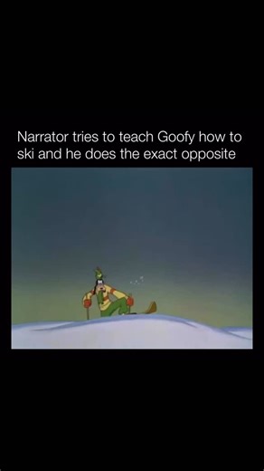 Explaining Cartoons on Instagram: "The Art of Skiing is a classic Goofy cartoon released in 1941 as part of Disney’s “How to” series. It pretends to be an instructional film about skiing, but quickly turns into a showcase for Goofy’s talent for turning simple advice into total chaos. The short uses a calm, overly serious narrator to explain proper skiing technique while Goofy does the exact opposite. This contrast is the entire joke. Every rule is immediately broken, every warning ignored, and e