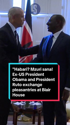 President William Ruto on Thursday met former US President Barrack Obama at Blair House. The two leaders embraced each other with Obama greeting Ruto in Swahili. #thestarkenyanews #tiktokkenya #viraltiktok #thestarkenya #fyp #rutomeetsobama