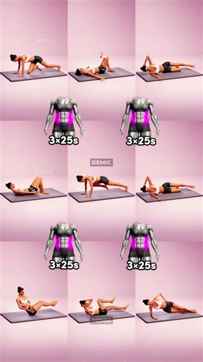 No Equipment Side Abs Workout (3x25s Routine) ✨
