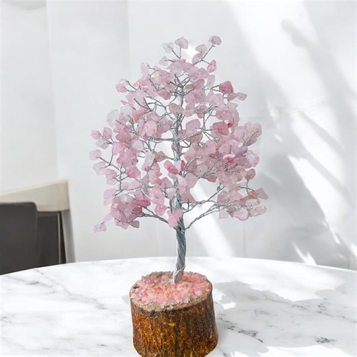 Rose Quartz Crystal Tree: Silver Wire Wrapped Bonsai, Healing Gemstone , Crystal Home Decor Gift - Etsy UK